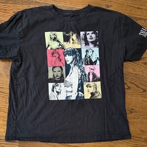 Black Graphic T-Shirt with Colorful Portraits